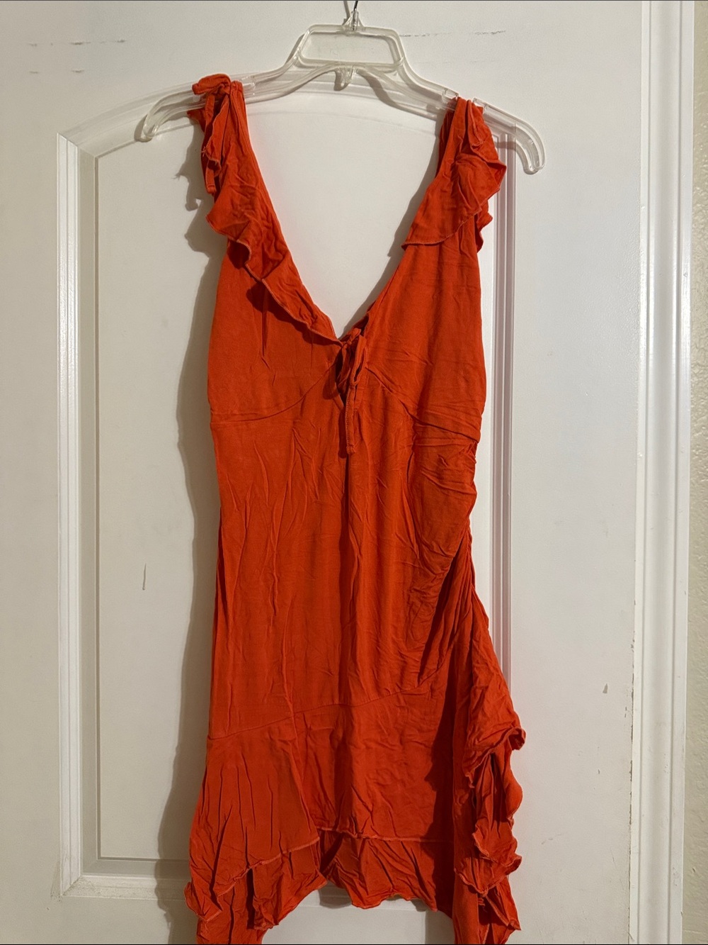 wild fable Ruffle V-Neck Tie-Front Sleeveless Tunic - Orange